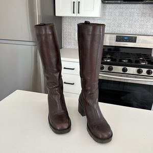 Tall Brown Leather Boots - Size 39